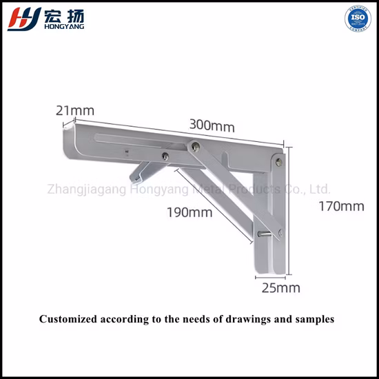High Quality 90 Degree DIY Folding Bracket for Table Stainless Steel 8 Inch to 20 Inch Metal Wall Mounted Folding Shelf Brackets