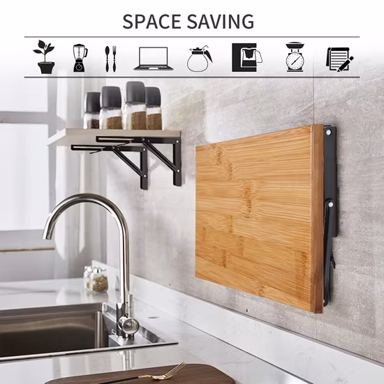 2022 New Folding Shelves Bracket DIY Stainless Steel Collapsible Wall Floating Work Bench Shelf Metal Folding Table Brackets for Table Brackets